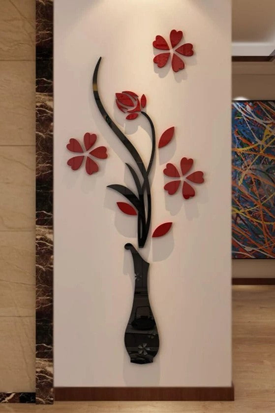 Acrylic 3D Vase plum wall stickers